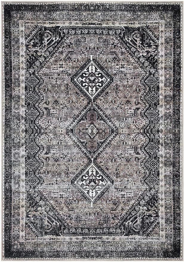 Keen Home Design 6x9 Rug - Machine Washable Area Rug with Non-Slip Backing, Ideal for Living Room, Dining Room, Bedroom - Vintage, Easy Clean, Durable, Low Pile Rug - (6' x 9')