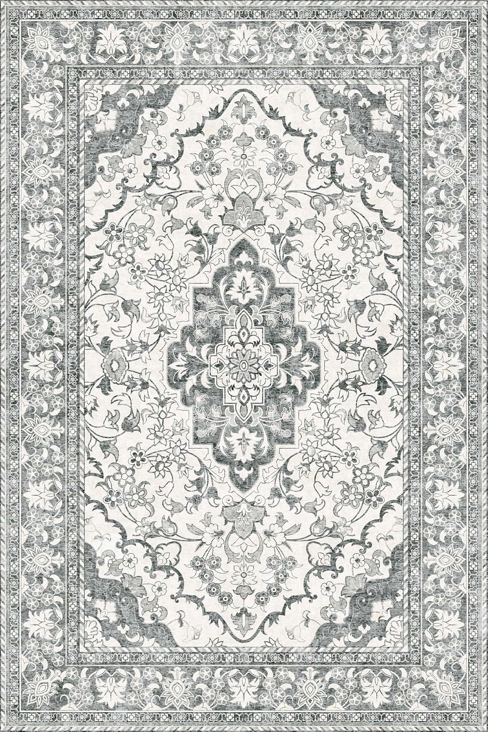 Washable Area Rug 4x6 | Non Slip Area Rug for Living Room, Bedrooms, Dining Room | Ultra-Soft Flannel Carpet Area with Rubber Backing (Beige, 4x6)