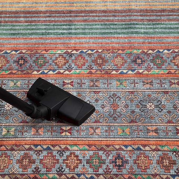 Keen Home Design 4x6 Rug - Machine Washable Area Rug with Non-Slip Backing, Ideal for Living Room, Dining Room, Bedroom - Vintage, Easy Clean, Durable, Low Pile Rug - (4' x 6')