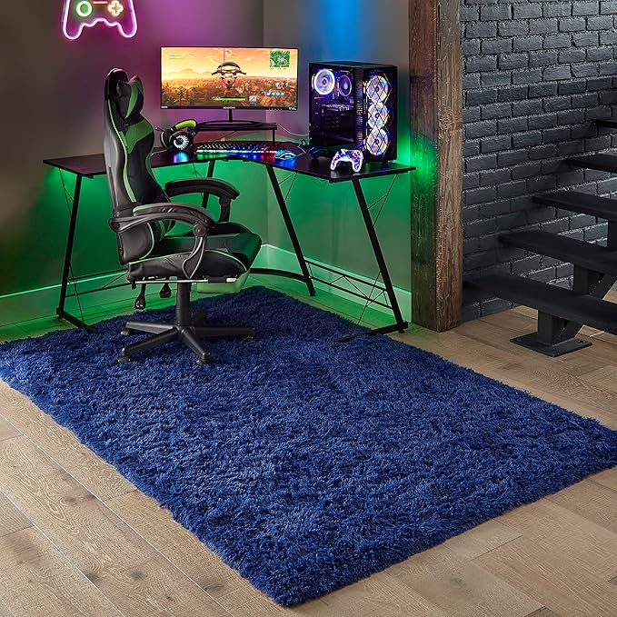 Ophanie 6x9 Blue Rugs for Living Room, Large Fluffy Shag Fuzzy Plush Soft Area Rugs, Floor Shaggy Navy Carpets for Bedroom, Carpet for Kids Boys Girls Dorm Nursery Home Decor Aesthetic