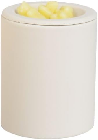 Happy Wax Mini Mod Warmer for Scented Wax - Small Tabletop with Timer for Home Fragrance - Electric, Ceramic with Removable No Mess Silicone Wax Dish (Bone)