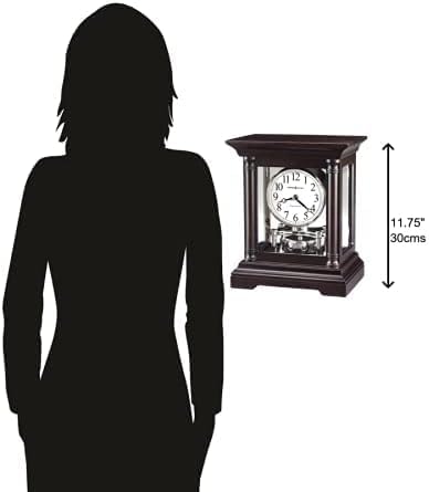 Howard Miller Cassidy Mantel Clock - Battery Operated Quartz Timepiece with Westminster Chime, Analog Desk and Table Clock for Home and Office Décor, Elegant Wooden Design with Silent Night Mode