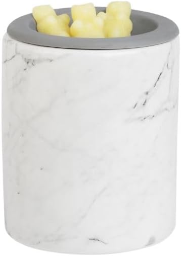 Happy Wax Marble Mini Mod Warmer for Scented Wax - Small Tabletop with Timer - Electric, Ceramic with Removable No Mess Silicone Dish
