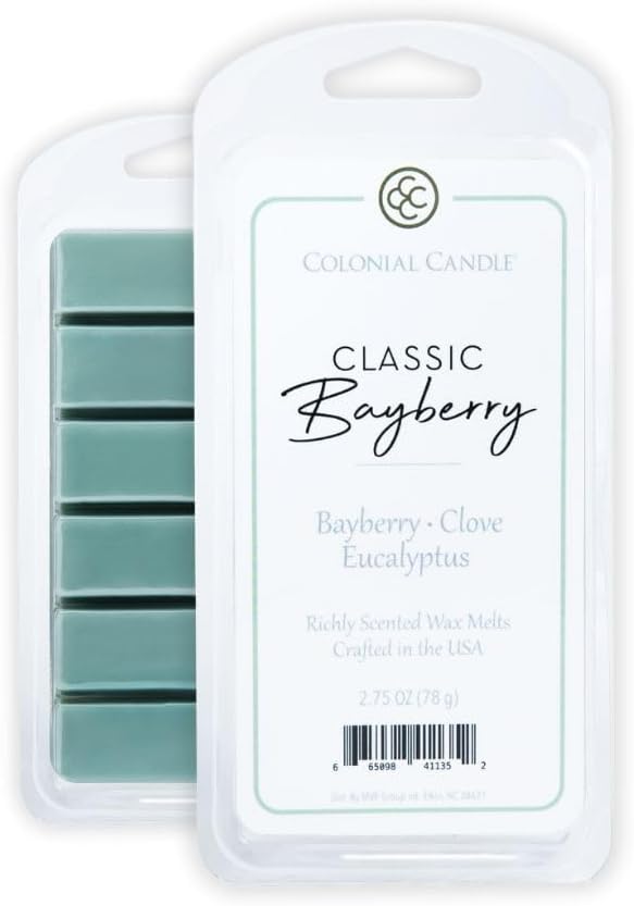 Colonial Candle Bayberry Scented Wax Melts, Wax Melt Warmer Cubes, Long Lasting Scented Wax Warmer Cubes, 4 Pack, 6 Cubes Each - Made in The USA