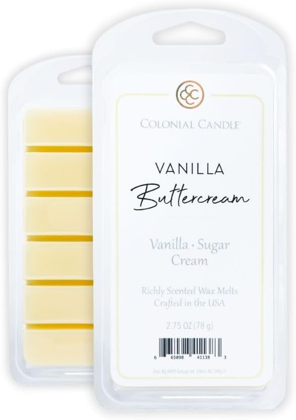 Colonial Candle Vanilla Buttercream Wax Melts, Wax Melt Warmer Cubes, Long Lasting Scented Wax Warmer Cubes, 4 Pack, 6 Cubes Each - Made in The USA
