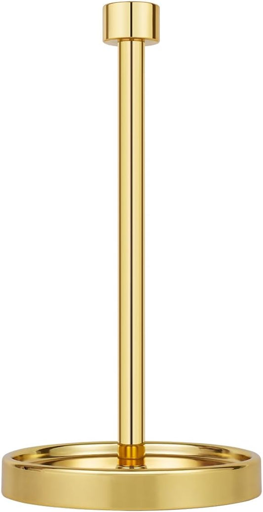 Ivilon Countertop Paper Towel Holder - Modern End Cap Minimalist Design - Color Gold Polished