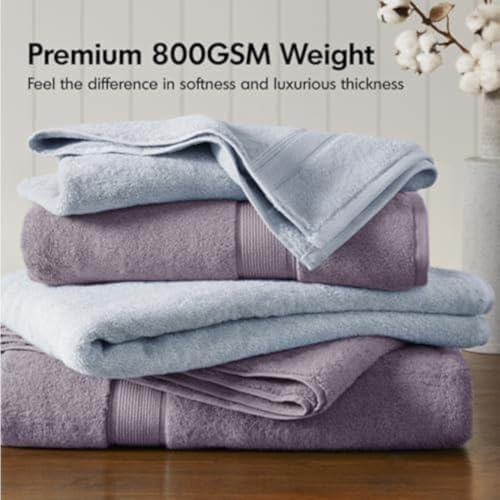 Madison Park 800GSM Bathroom Towel Set of 8 100% Cotton Bath Towel Set for Bathroom Luxurious Highly Absorbent 2 Bath Towels 2 Hand Towels 4 Washcloths Quick Dry Spa Quality Light Purple