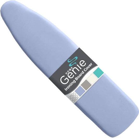 HOME GENIE Ironing Board Cover, Silicone Coating, Full Size Scorch Resistant Padding, Elastic Edge Heavy Duty Iron Pad Covers Standard Boards, Hook and Loop Fastener Strap Extra Thick, Blue 15 x 54