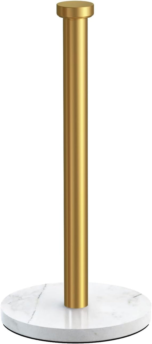 VEHHE Marble Paper Towel Holder for Kitchen Countertop, Standing Paper Towel Stand with Weighted Base & EVA Non-Slip Pad, for Bathroom or Kitchen (Gold)