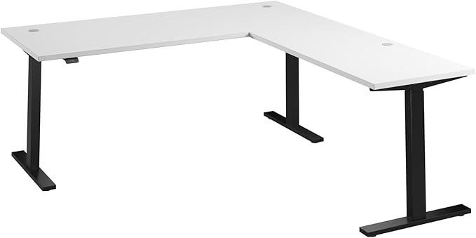 Bush Business Furniture 72-inch Height Adjustable L Shaped Standing Desk, Electric Sit-Stand Corner Computer Table, Ergonomic Office, Move 60 Series, White with Black Base