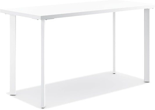 HON Coze Home Office Desks, Sturdy Table Computer Desk, 54", White Top, White Base