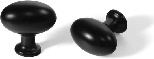 Goo-Ki 1.2Inch(36MM) Oval Matt Black Cabinet Knobs, Zinc Alloy for Drawer Knobs for Dresser Cupboard Wardrobe,6 Packed