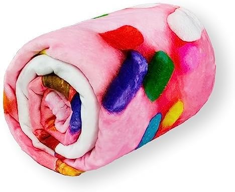 Vessia Pink Donuts Printed Throw Blanket, Realistic Funny Food Blanket for Adults and Kids, 300GSM Soft Giant Donuts Throw for Couch, Sofa, Bed, Fun Decor for All Seasons, 71 inches