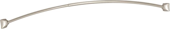 Moen Brushed Nickel 72-inch Permanent Mount Adjustable Curved Shower Rod, Wall Mounted Shower Curtain Rod for Bathtub Shower, CSR2164BN