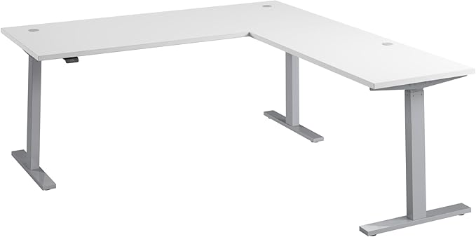 Bush Business Furniture 72-inch Height Adjustable L Shaped Standing Desk, Electric Sit-Stand Corner Computer Table, Ergonomic Office, Move 60 Series, White with Metallic Gray Base