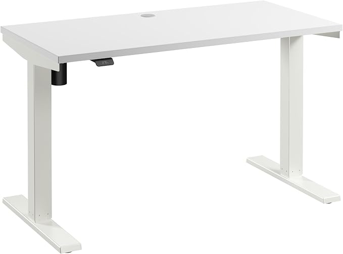 Bush Business Furniture 48-inch Electric Height Adjustable Standing Desk, Ergonomic Sit-Stand Computer Table for Home and Professional Office, Move 40 Series, White with White Base