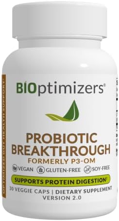BiOptimizers Probiotic Breakthrough – Lactobacillus Plantarum OM Probiotics & Prebiotics Health Supplement for Gut, Digestive & Immune Support Probiotics for Women Men Elderly– 30 Vegan Capsules