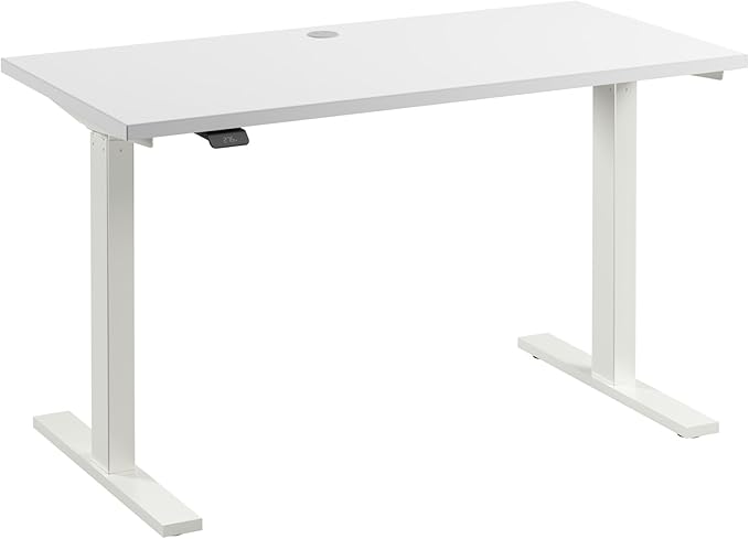 Bush Business Furniture 48-inch Electric Height Adjustable Standing Desk, Ergonomic Sit-Stand Computer Table for Home and Professional Office, Move 60 Series, White with White Base