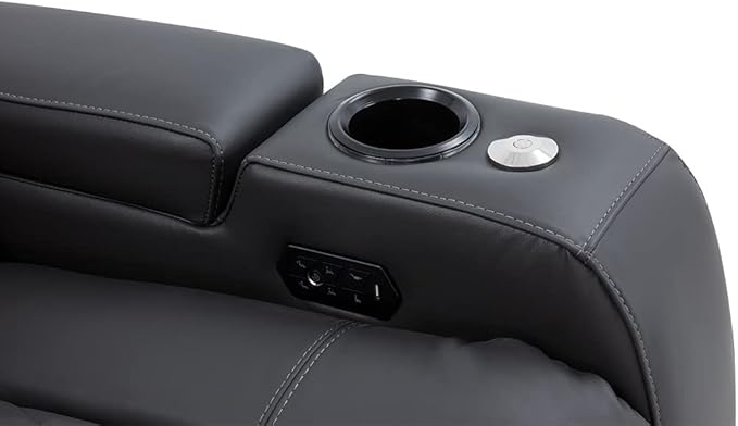 Valencia Tuscany Home Theater Seating | Premium Top Grain Italian Nappa 11000 Leather Power Recliner with Power Lumbar Support & Headrest (Single Recliner, Charcoal Grey)