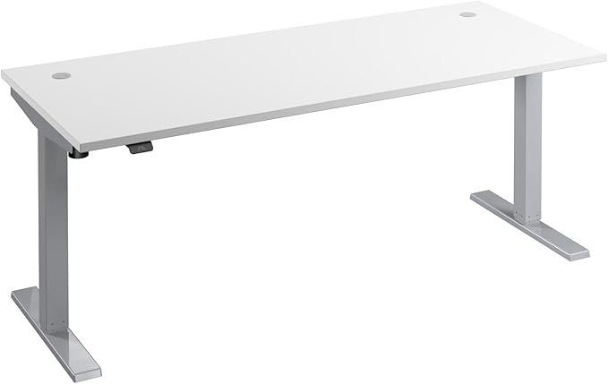 Bush Business Furniture Move 40 Series 72W x 30D Electric Height Adjustable Standing Desk in White with Silver Base, Ergonomic Sit-Stand Computer Table for Home and Professional Office