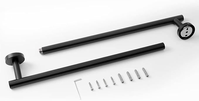 HITSLAM Matte Black 31.6 Inch Towel Bar for Bathroom, SUS304 Stainless Steel Bathroom Towel Rack Wall Mounted, Modern Home Decor Bath Towel Holder with Hardware Accessories