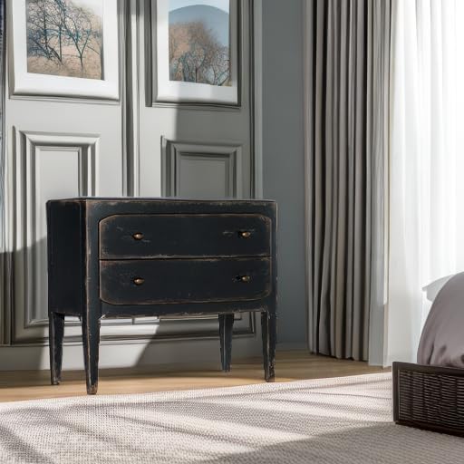 Hooker Furniture Ciao Bella Two-Drawer Wood Nightstand in Distressed Black