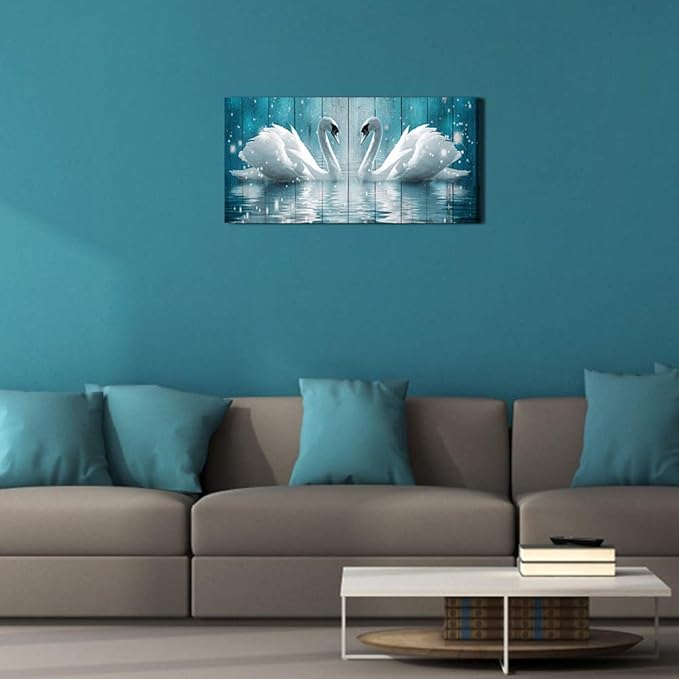 Wall Art for living room Canvas wall decorations for bathroom Modern Wall decor Family Bedroom Wall Pictures Two swans Artwork Kitchen office Home decoration Abstract painting
