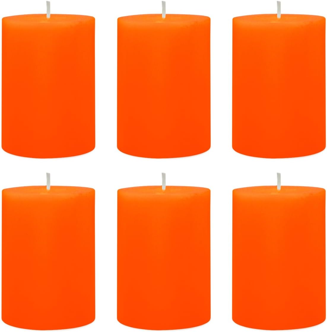 6 Packs 2.75x3.25 Inch Orange Pillar Candles, Unscented Dripless Non-Toxic Smokeless Fall Colored Autumn Cylinder Candles for Thanksgiving Home Dinner Table Decoration Emergency Power Outage