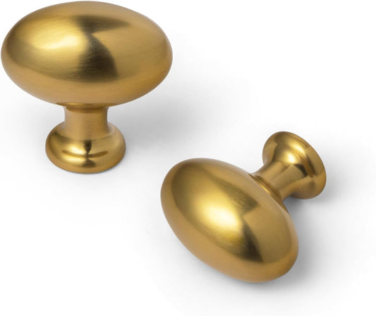 Goo-Ki 1.2 Inch(36MM) Oval Brushed Gold Drawer Knobs, Modern Zinc Alloy for Cabinet Knobs for Dresser,6 Packed
