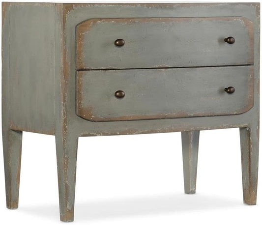 Hooker Furniture Ciao Bella Two-Drawer Wood Nightstand in Speckled Gray