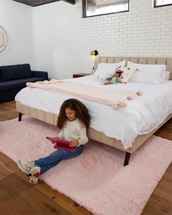 Ophanie 5x8 Light Pink Rugs for Living Room, Fluffy Fuzzy Plush Shag Comfy Soft Large Area Rug, Non-Slip Indoor Floor Carpet for Kids Boys Girls, Bedroom, Playroom, Home Decor Aesthetic, Nursery
