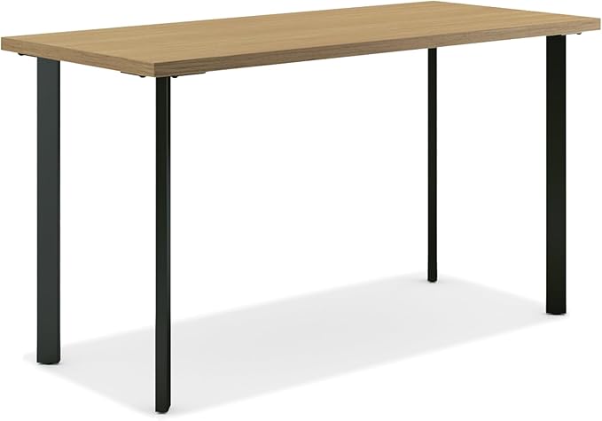 HON Coze Home Office Desks, Sturdy Table Computer Desk, 48", Natural Recon Top, Black Base