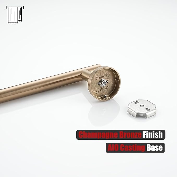 JQK Champagne Bronze Bath Towel Bar, 30 Inch 304 Stainless Steel Thicken 0.8mm Towel Rack Bathroom, Towel Holder Wall Mount, Useable Length 27 Inch, TB110L27-CB