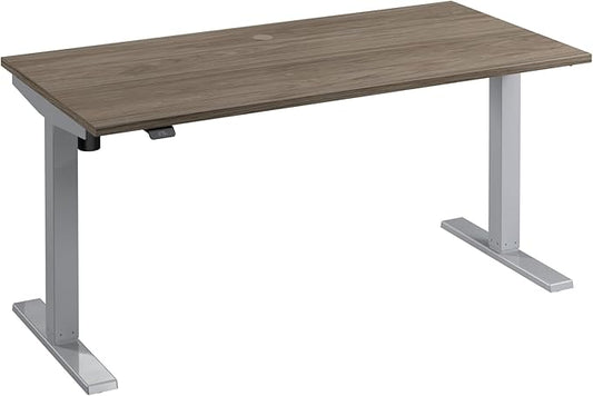 Bush Business Furniture 60-inch Electric Height Adjustable Standing Desk, Ergonomic Sit-Stand Computer Table for Home and Professional Office, Move 40 Series, Modern Hickory with Metallic Gray Base