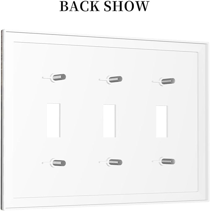 Rustic Brown Wood Natural Wooden Decorative Switch Plates 3 Gang Wall Plate Faceplate Electrical Wall Panels Triple Toggle Light Switch Cover for Bedroom Home Decor