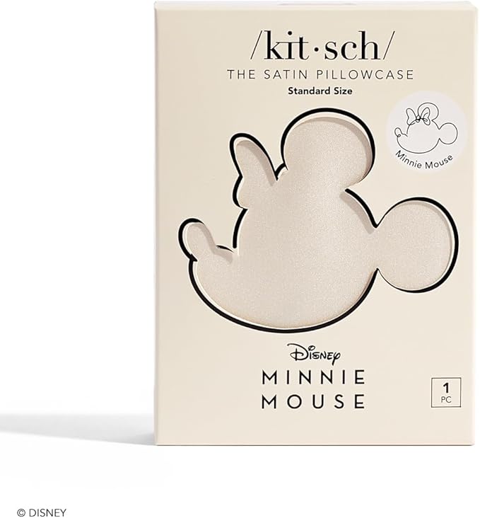 Kitsch Disney Minnie Mouse Satin Pillowcase with Zipper Softer Than Silk, Cooling Pillow Case for Hair & Skin, Wrinkle-Free, Machine Washable, Queen/Standard (19x26)