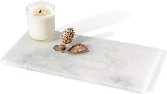 Natural Marble Tray, 12" x 6" Vanity Decorative Tray for Watch, Jewelry Holder, Perfume Organizer Candle Tray for Bedroom/Bathroom/Kitchen Countertop (Namib Fantasy)