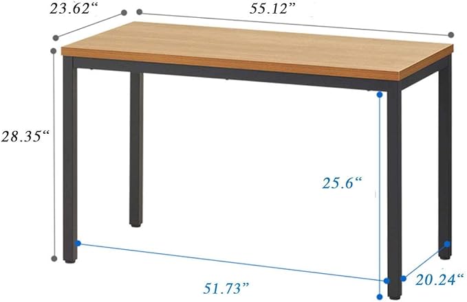 BIBOC 24X55 inches Computer Desk/Dining Table, Office Desk, Composite Wood Board Sturdy Writing Workstation for Home Office Walnut and Black Legs