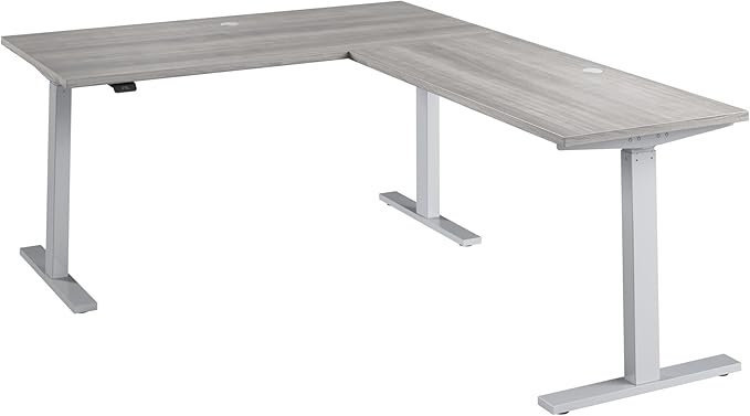 Bush Business Furniture 60-inch Height Adjustable L Shaped Standing Desk, Electric Sit-Stand Corner Computer Table, Ergonomic Office, Move 60 Series, Platinum Gray with Metallic Gray Base