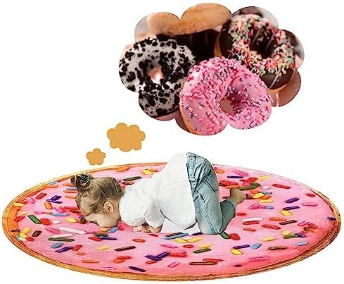 Vessia Pink Donuts Printed Throw Blanket, Realistic Funny Food Blanket for Adults and Kids, 300GSM Soft Giant Donuts Throw for Couch, Sofa, Bed, Fun Decor for All Seasons, 71 inches