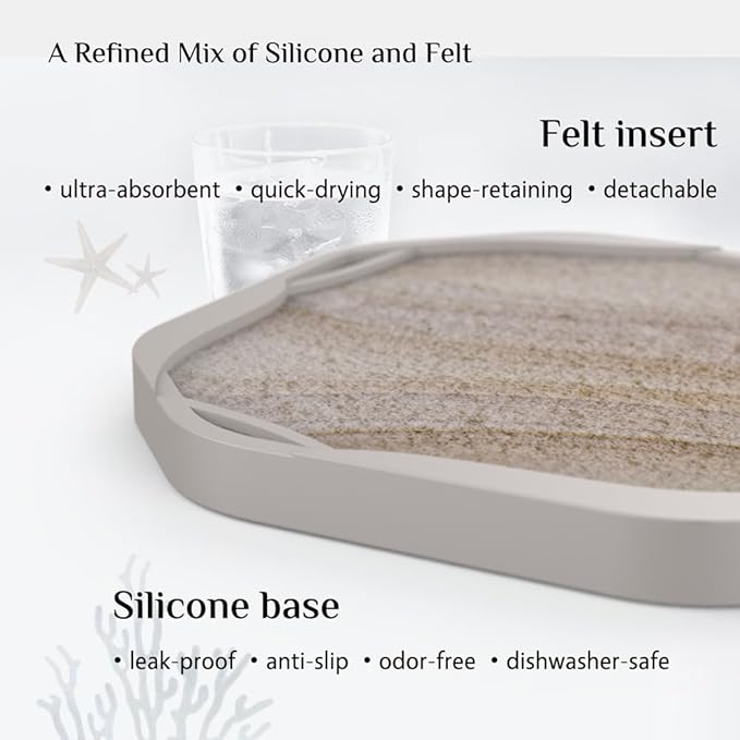 UMIRRO Absorbent Coasters for Drinks, Rustic Silicone Cup Coaster with Felt Insert for Beach Coffee Table Decor, Small Birthday Gift Ideas for Men Dad Him Women Mom Her, 4", Sandstone Style, Set of 4