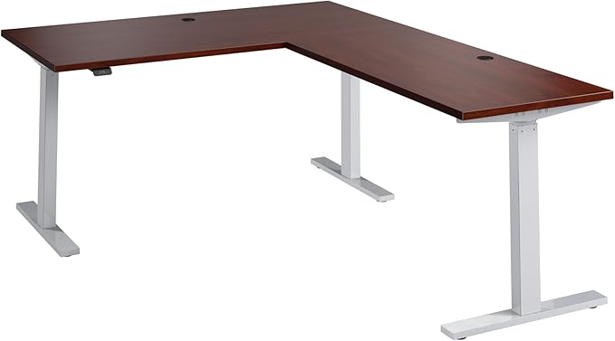 Bush Business Furniture 60-inch Height Adjustable L Shaped Standing Desk, Electric Sit-Stand Corner Computer Table, Ergonomic Office, Move 60 Series, Hansen Cherry with Metallic Gray Base