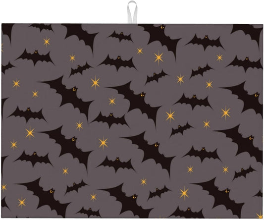 Star Bats Witchy Dish Drying Mat 18x24 For Kitchen Counter Absorbent Microfiber Dishes Pad Dish Drainer Rack Mats Fast Dry Kitchen Accessories