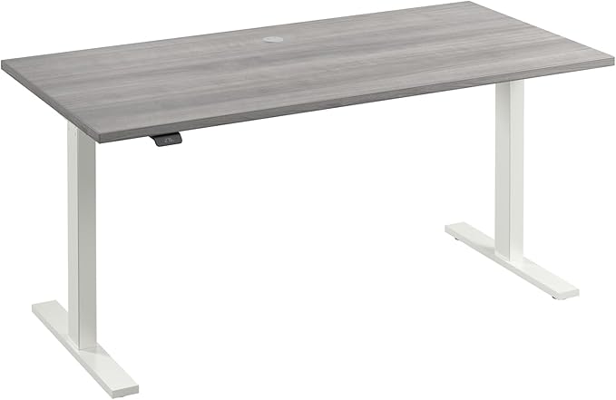 Bush Business Furniture 60-inch Electric Height Adjustable Standing Desk, Ergonomic Sit-Stand Computer Table for Home and Professional Office, Move 60 Series, Platinum Gray with White Base