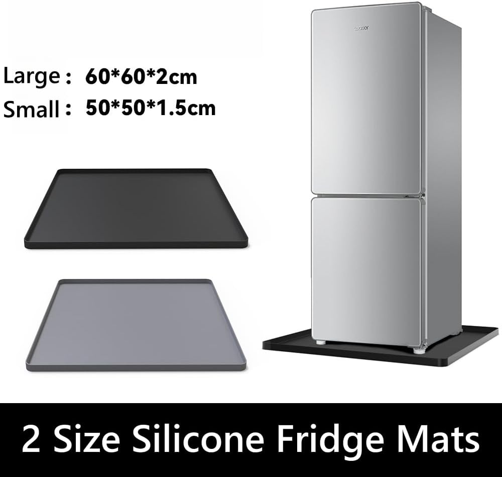 Mini Fridge Silicone Mat with Raised Edges, 20" x 20" x 0.6" Small mini Fridge Drip Tray,Mini Refrigerator Carpets Floor Protector (No Base Raisers)
