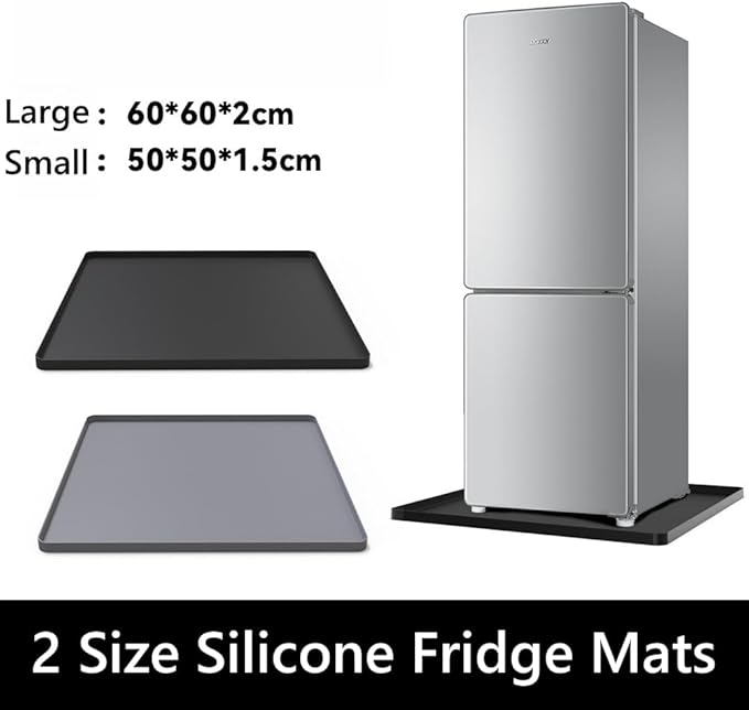 Mini Fridge Silicone Mat with Raised Edges, 20" x 20" x 0.6" Small mini Fridge Drip Tray,Mini Refrigerator Carpets Floor Protector (No Base Raisers)