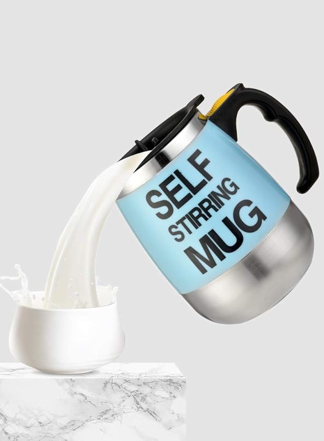 Self Stirring Mug Auto Self Mixing Stainless Steel Cup for Coffee/Tea/Hot Chocolate/Milk Mug for Office/Kitchen/Travel/Home -450ml/15oz The best gift（blue）