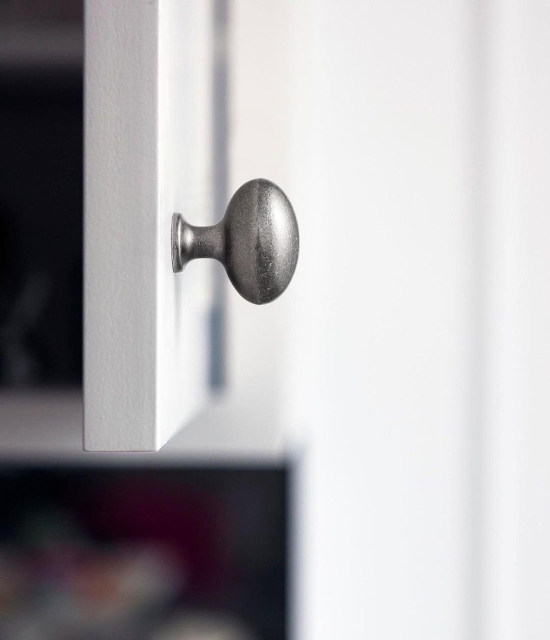 Goo-Ki 1.2 Inch(36MM) Oval Antique Silver Drawer Knobs, Retro Zinc Alloy for Cabinet Knobs for Dresser,6 Packed