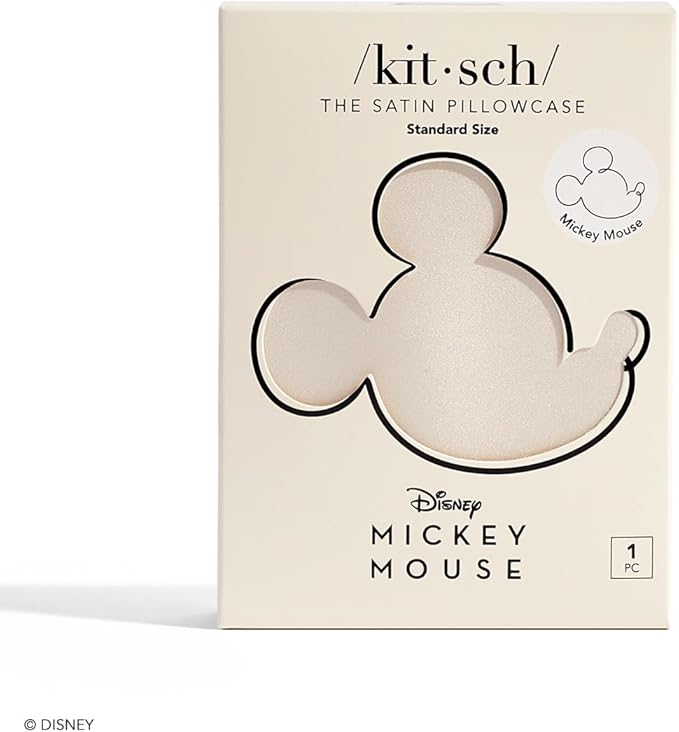 Kitsch Disney Mickey Mouse Satin Pillowcase with Zipper Softer Than Silk, Cooling Pillow Case for Hair & Skin, Wrinkle-Free, Washable, Queen/Standard (19x26)