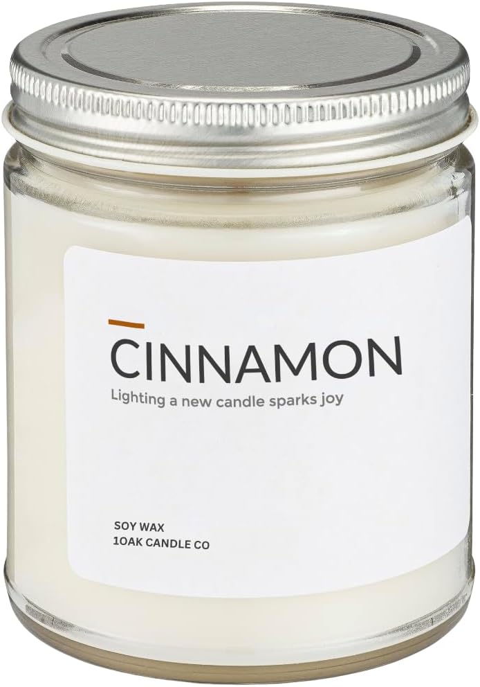 1OAK Soy Wax Scented Candles (Cinnamon) - Soy Candles for Home Scented - Long Burning Premium - Hand-Poured (7oz.)